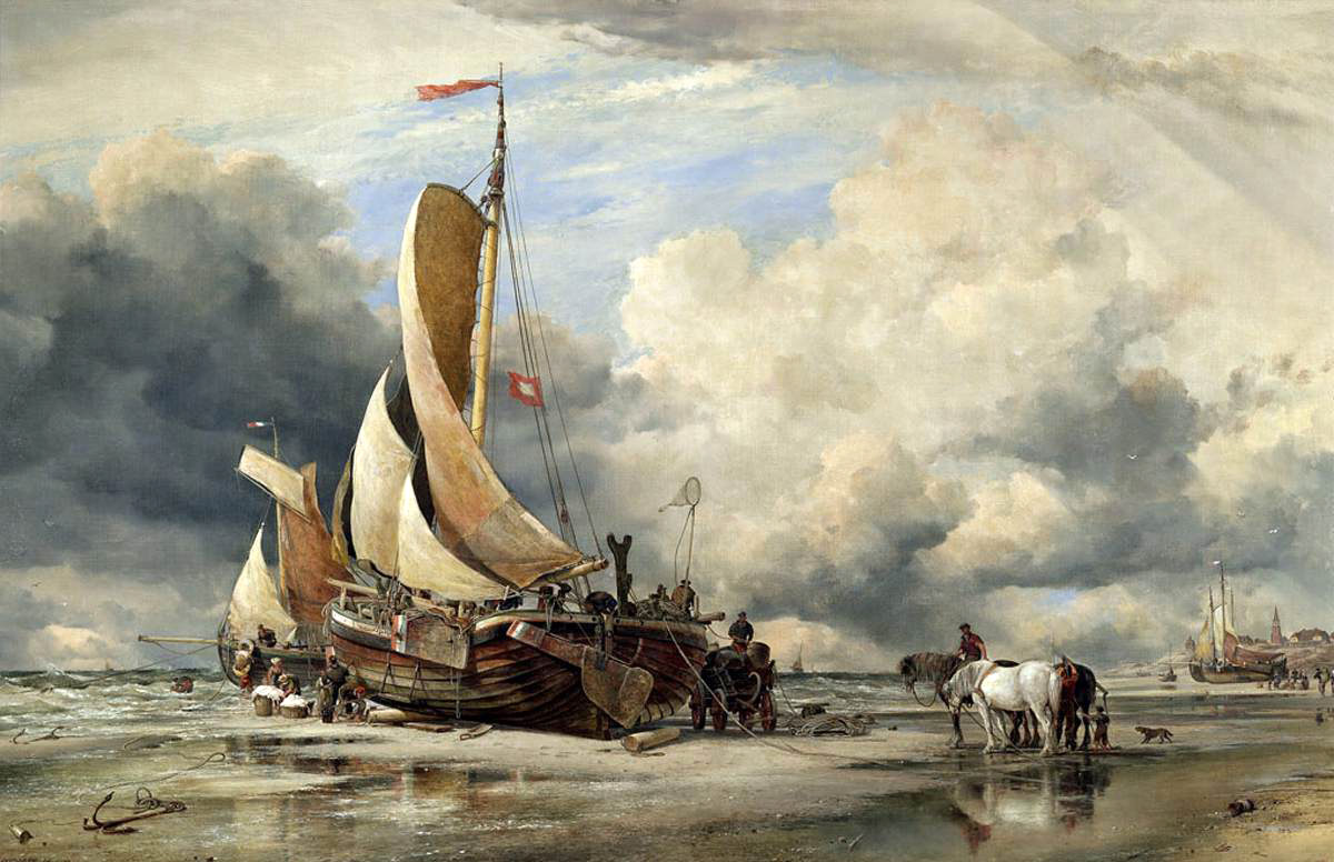 a schevening pinck preparing for sea